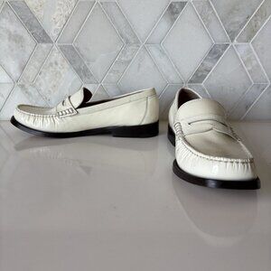 Cole Haan Size 7.5B White Patent Loafer Black Sole Strap Stassi Penny Tan Flex